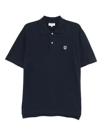 Maison Kitsuné Embroidered Logo Polo Shirt In Black