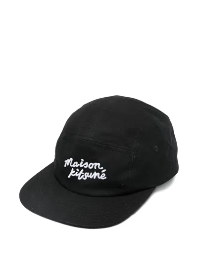 Maison Kitsuné Maison Kitsune Handwriting 5 P Cap In Black