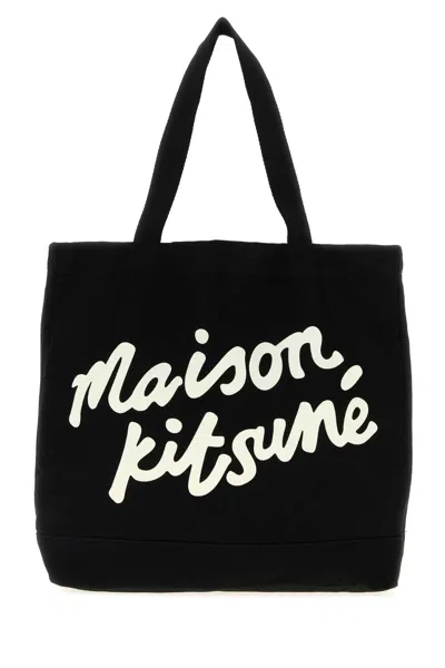 Maison Kitsuné Maison Kitsune Handwriting Tote In Black