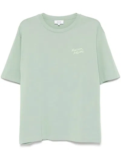 Maison Kitsuné Logo-embroidered T-shirt In Blue