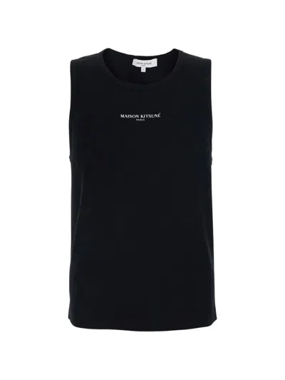 Maison Kitsuné Logo Sleeveless Top In Black