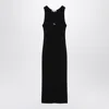 Maison Kitsuné Black Baby Fox Ribbed Tank Midi Dress In Black