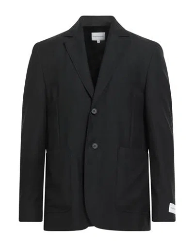 Maison Kitsuné Man Blazer Charcoal Size 42 Polyester, Wool In Gray