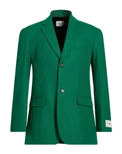 Maison Kitsuné Man Blazer Green Size 34 Recycled Polyester, Virgin Wool