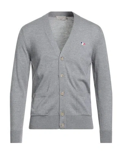 Maison Kitsuné Man Cardigan Light Grey Size S Wool In Gray