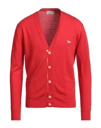 Maison Kitsuné Man Cardigan Red Size M Virgin Wool