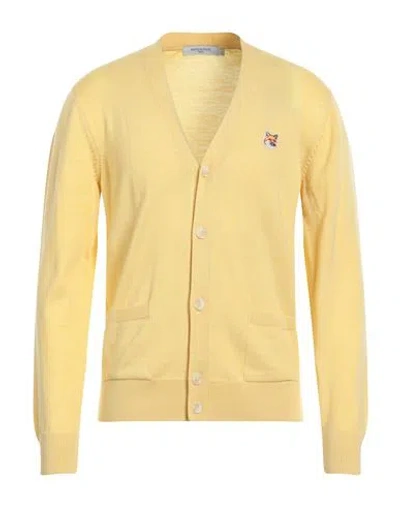 Maison Kitsuné Man Cardigan Yellow Size L Wool