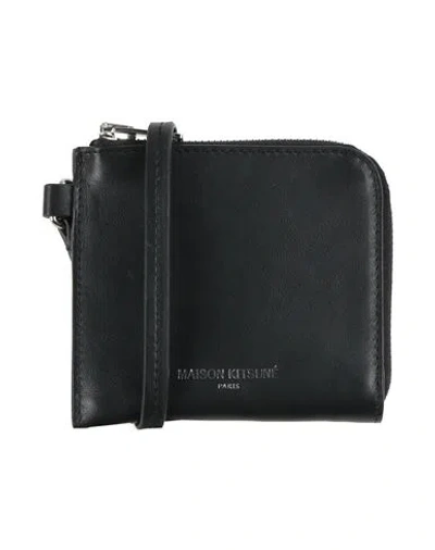 Maison Kitsuné Man Crossbody Wallet Black Size - Leather