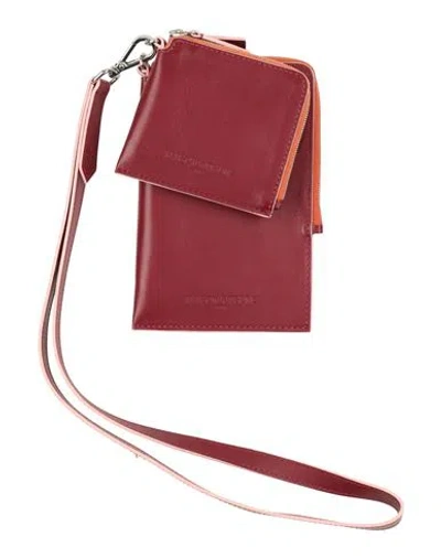 Maison Kitsuné Man Crossbody Wallet Burgundy Size - Leather In Red