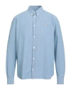 Maison Kitsuné Man Denim Shirt Blue Size 17 Cotton In Black