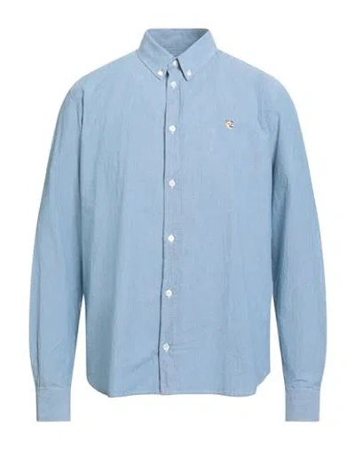 Maison Kitsuné Man Denim Shirt Blue Size 17 Cotton In Black
