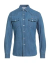 Maison Kitsuné Man Denim Shirt Blue Size M Cotton In Blue