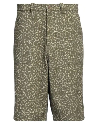 Maison Kitsuné Man Denim Shorts Military Green Size 34 Cotton