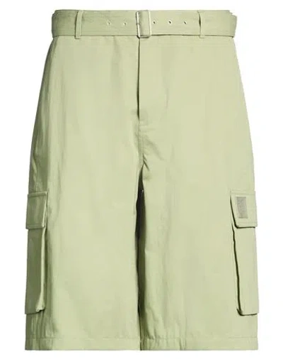 Maison Kitsuné Man Denim Shorts Military Green Size 36 Cotton