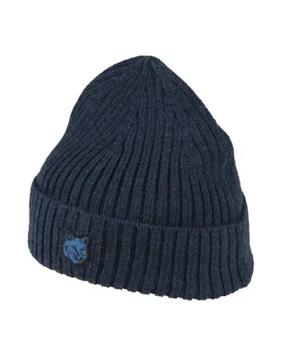 Maison Kitsuné Man Hat Navy Size Onesize Wool In Blue