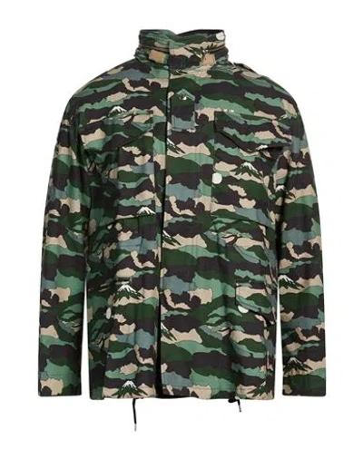 Maison Kitsuné Man Jacket Military Green Size L Cotton, Elastane
