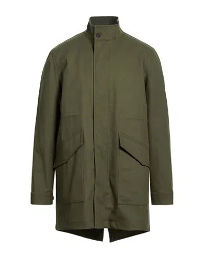 Maison Kitsuné Man Overcoat & Trench Coat Military Green Size L Polyester