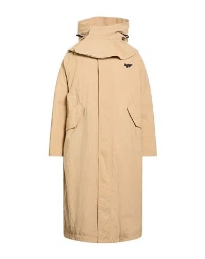 Maison Kitsuné Man Overcoat & Trench Coat Sand Size L Nylon In Neutral