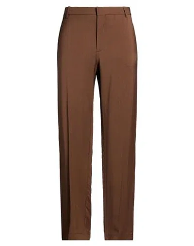 Maison Kitsuné Man Pants Brown Size 32 Viscose