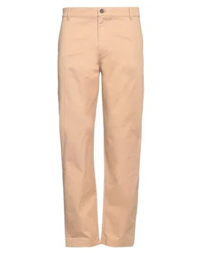 Maison Kitsuné Man Pants Camel Size 32 Cotton In Beige