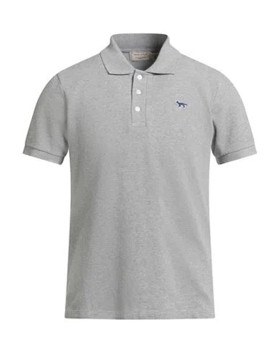 Maison Kitsuné Man Polo Shirt Grey Size S Cotton In Gray