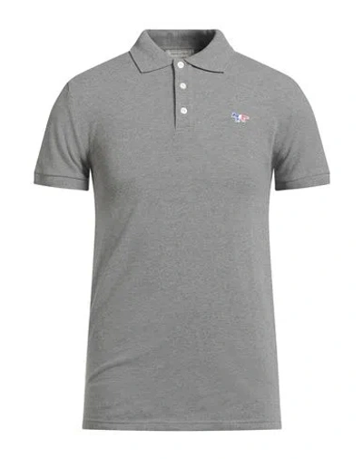 Maison Kitsuné Man Polo Shirt Grey Size Xs Cotton In Gray