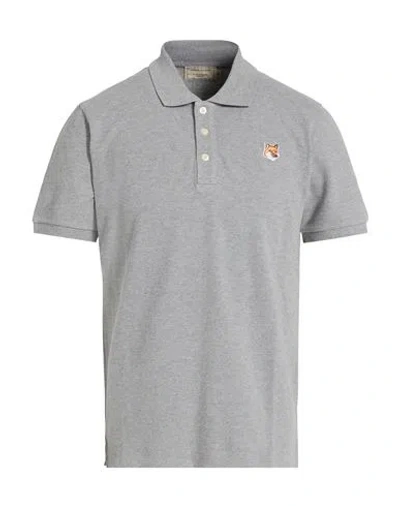 Maison Kitsuné Man Polo Shirt Light Grey Size S Cotton In Gray