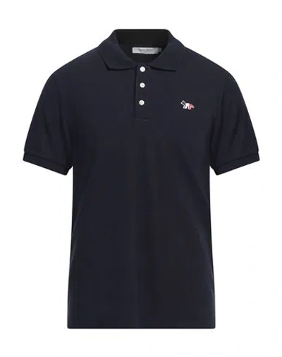 Maison Kitsuné Man Polo Shirt Midnight Blue Size S Cotton