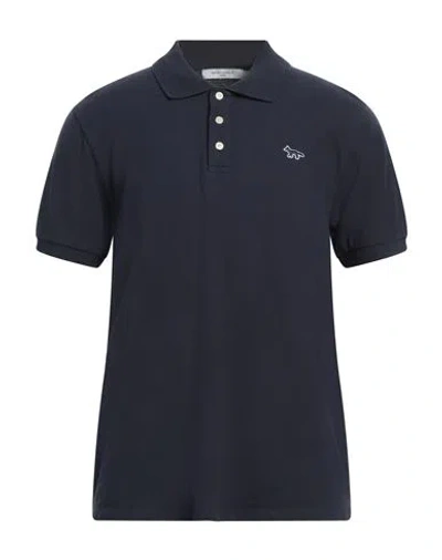 Maison Kitsuné Man Polo Shirt Midnight Blue Size Xs Cotton