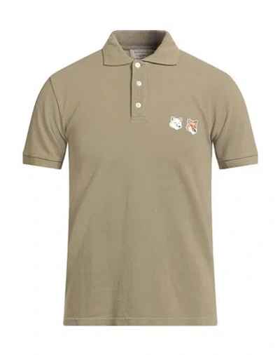 Maison Kitsuné Man Polo Shirt Military Green Size Xs Cotton