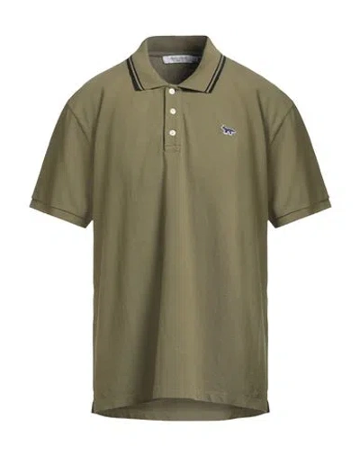 Maison Kitsuné Man Polo Shirt Military Green Size Xxl Cotton