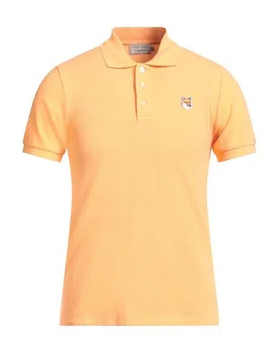 Maison Kitsuné Man Polo Shirt Orange Size Xs Cotton