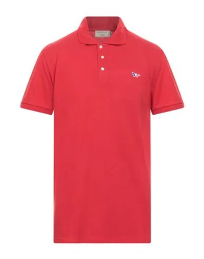 Maison Kitsuné Man Polo Shirt Red Size L Cotton