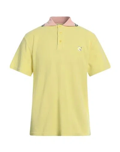 Maison Kitsuné Man Polo Shirt Yellow Size L Cotton