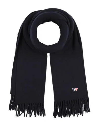Maison Kitsuné Man Scarf Navy Size - Virgin Wool In Blue