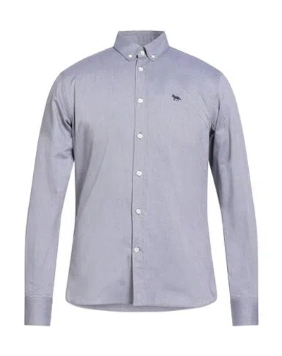 Maison Kitsuné Man Shirt Blue Size 15 ½ Cotton In Gray