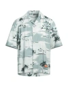 Maison Kitsuné Man Shirt Sage Green Size M Cotton In White
