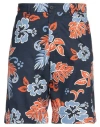 Maison Kitsuné Blue Bermuda Shorts With Floral Print In Cotton Man In Blue