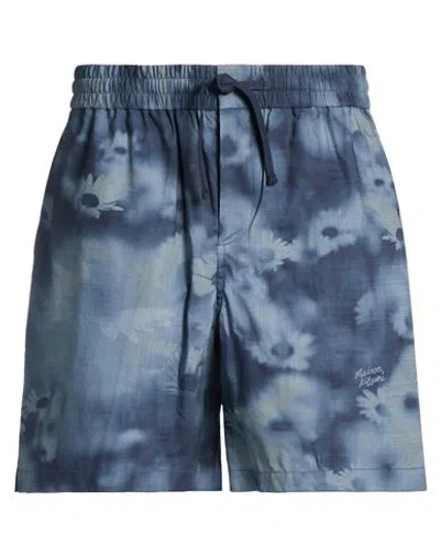 Maison Kitsuné Man Shorts & Bermuda Shorts Slate Blue Size 34 Cotton