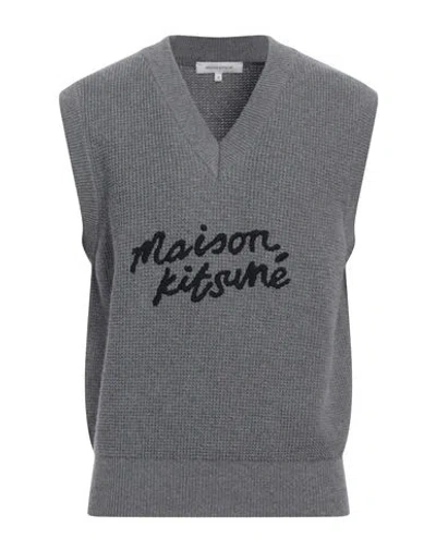 Maison Kitsuné Man Sweater Grey Size L Wool In Gray