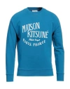 Maison Kitsuné Man Sweatshirt Azure Size L Cotton In Blue