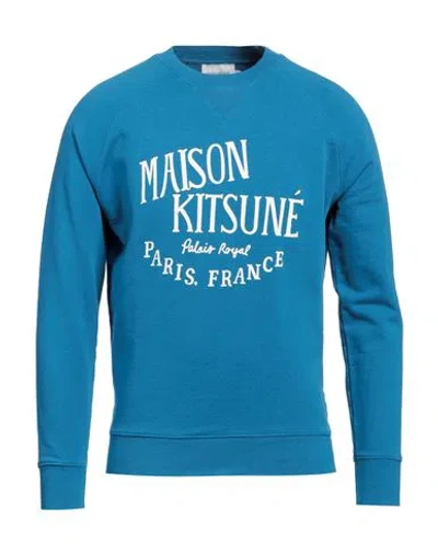 Maison Kitsuné Man Sweatshirt Azure Size L Cotton In Blue