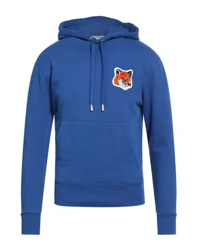 Maison Kitsuné Man Sweatshirt Bright Blue Size S Cotton
