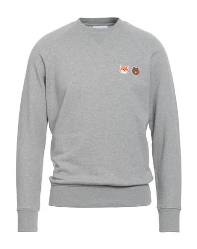 Maison Kitsuné Man Sweatshirt Light Grey Size M Cotton In Gray