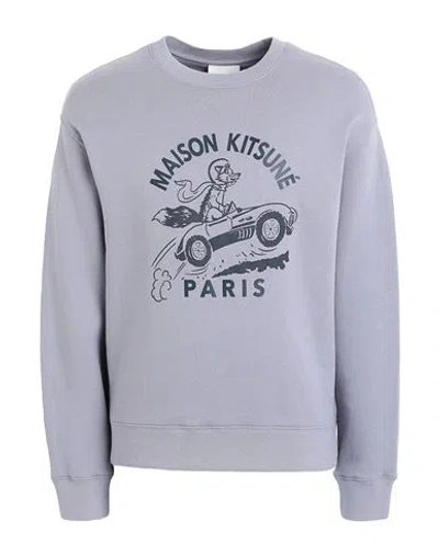 Maison Kitsuné Man Sweatshirt Lilac Size S Cotton In Gray