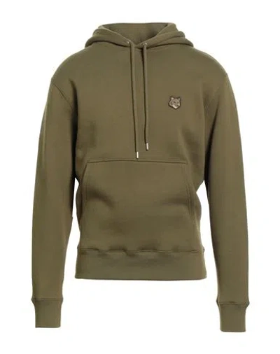 Maison Kitsuné Man Sweatshirt Military Green Size L Cotton In Black