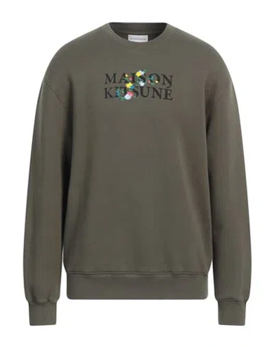 Maison Kitsuné Man Sweatshirt Military Green Size L Cotton