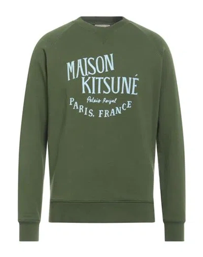 Maison Kitsuné Man Sweatshirt Military Green Size M Cotton