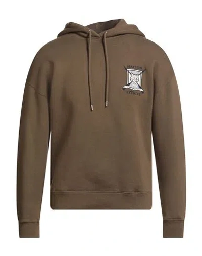 Maison Kitsuné Man Sweatshirt Military Green Size M Cotton In Brown