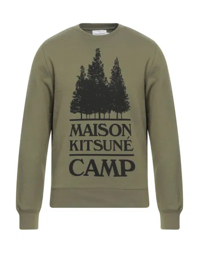 Maison Kitsuné Man Sweatshirt Military Green Size S Organic Cotton, Recycled Polyester